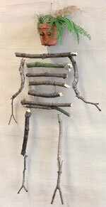 Gebasteltes Gruselskelett aus Ästen