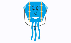 Schneidanleitung für einen gebastelten Drachen aus einer Plastiktüte