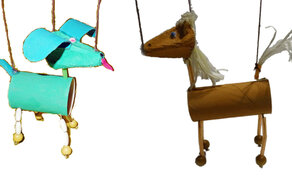 Hund und Pferd aus Klorolle gebastelt
