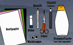 Materialübersicht für gebastelte Monsterstifteboxen