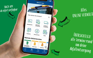 Handy mit Abfall App des SBAZV