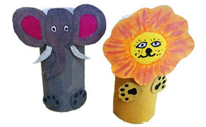 Gebastelte Dschungeltiere aus Toilettenpapierrollen