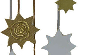 Gebastelte hängende, flache Weihnachtssterne