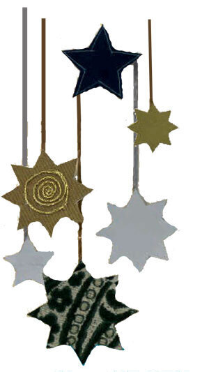 Gebastelte hängende, flache Weihnachtssterne