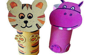 Gebastelte Dschungeltiere aus Toilettenpapierrollen