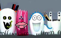 Übersicht unterschiedlicher gebastelter Monsterstifteboxen